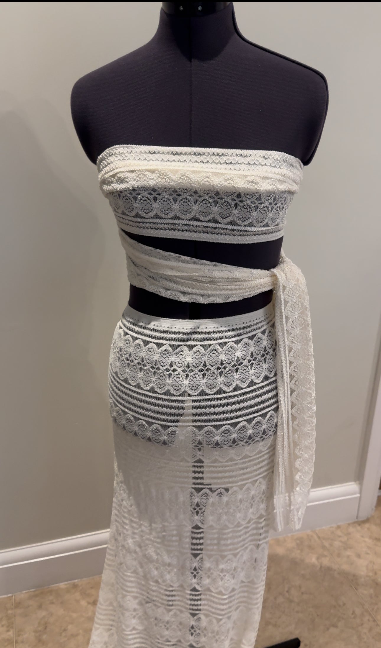 Cream Multi-tie Skirt Co ord