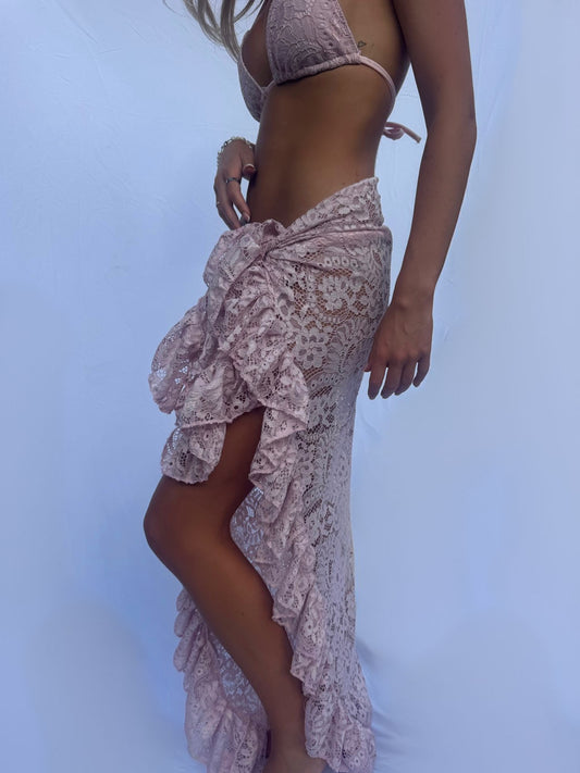 Lace Ruffle Sarong & Bikini